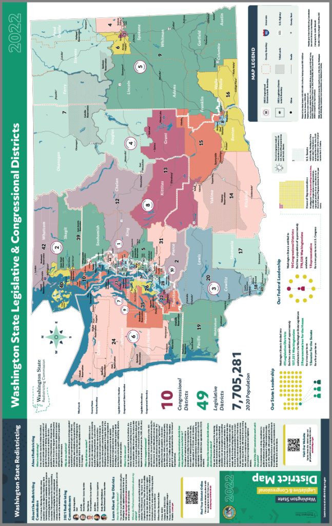 Washington State Legislative & Congressional Districts (Laminated 2' x