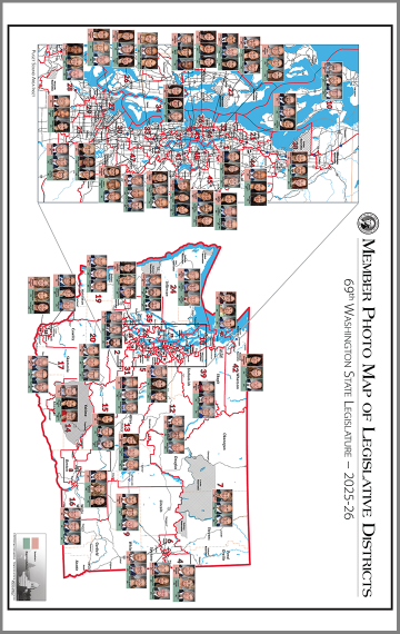 Member Photo Map of Legislative Districts 2025-2026 (2′ x 3′)